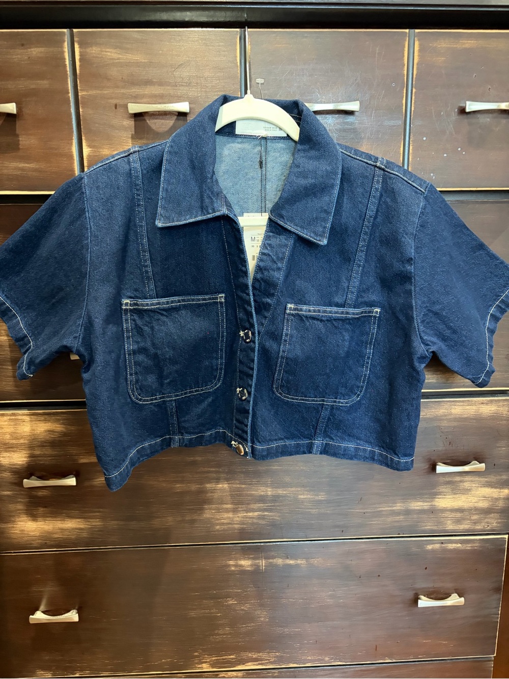 Denim Cropped Jacket - Blue/ Size Medium